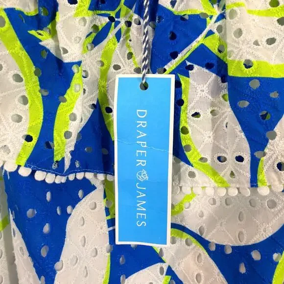 Draper James Eyelet Off Shoulder Midi Flounce Dress XL Multicolor Leaf Print - Picture 7 of 13